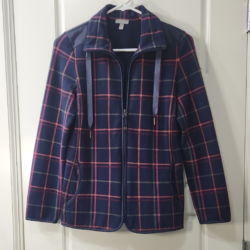 Talbots Navy and Pink Plaid Jacket Small